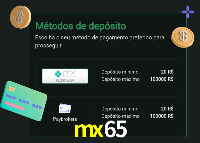 O cassino mx65 oferece uma grande variedade de métodos de pagamento